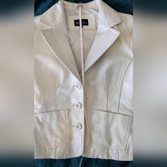 Genuine Leather Cream Ivory Blazer Jacket Soft Leather S - Picture 6 of 7